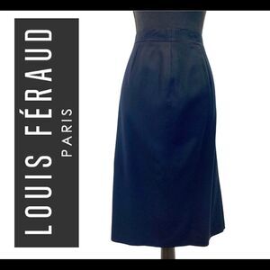 LOUIS Feraud Vintage Navy Blue Wool Pencil Skirt Size 12